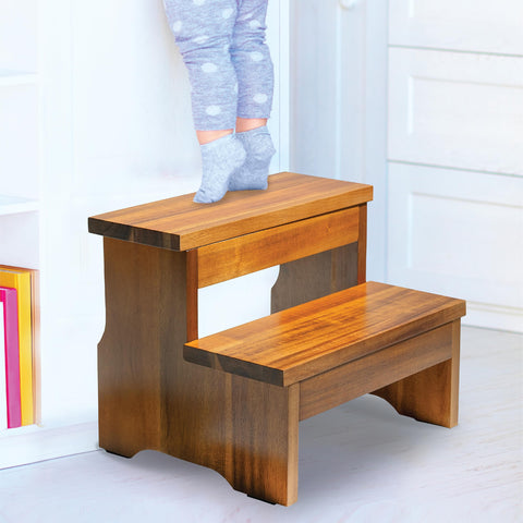 FANATU acacia wood heavy-duty stool supports up to 450 lbs safely