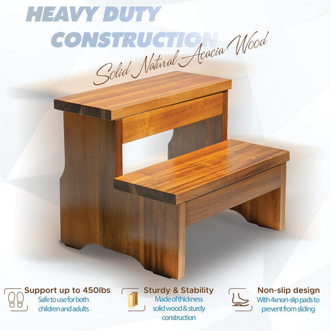 FANATU wooden step stool anti-slip design providing secure footing on any surface