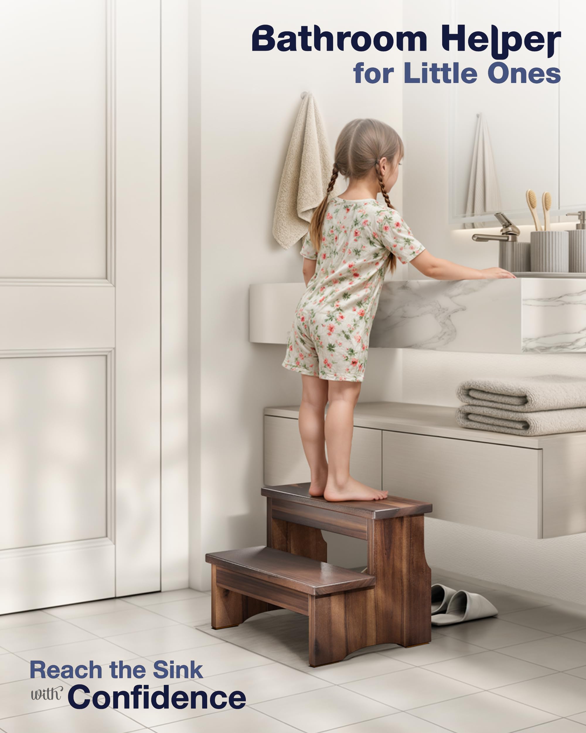 FANATU two-step stool disassembled, easy to move around the home.