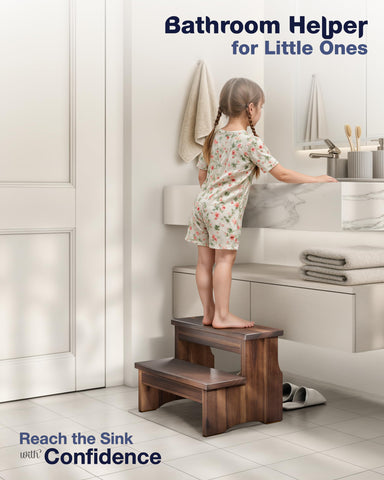 FANATU two-step stool disassembled, easy to move around the home.