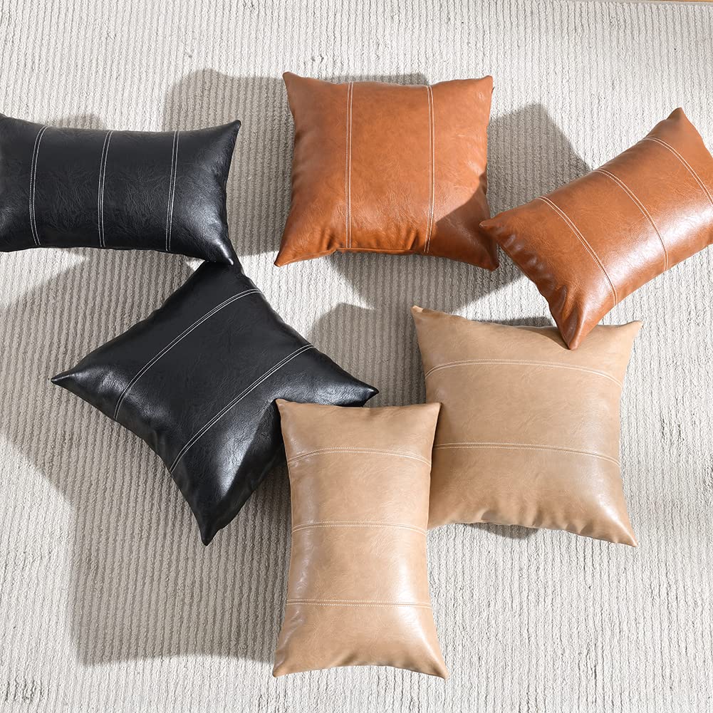 Fancy Homi brown faux leather matches modern farmhouse accents.
