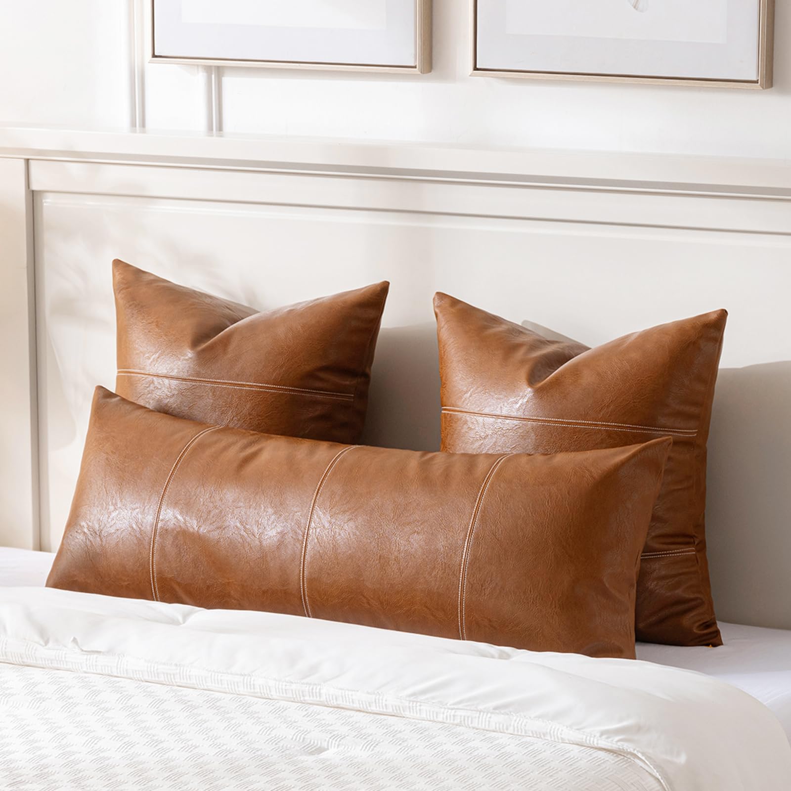 Fancy Homi faux leather pillow cover with soft touch for durability