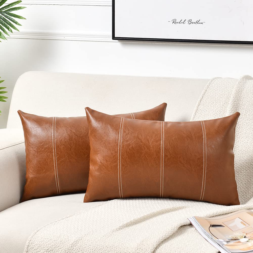 Fancy Homi brown boho lumbar pillow cover front view adds rustic style to living spaces.