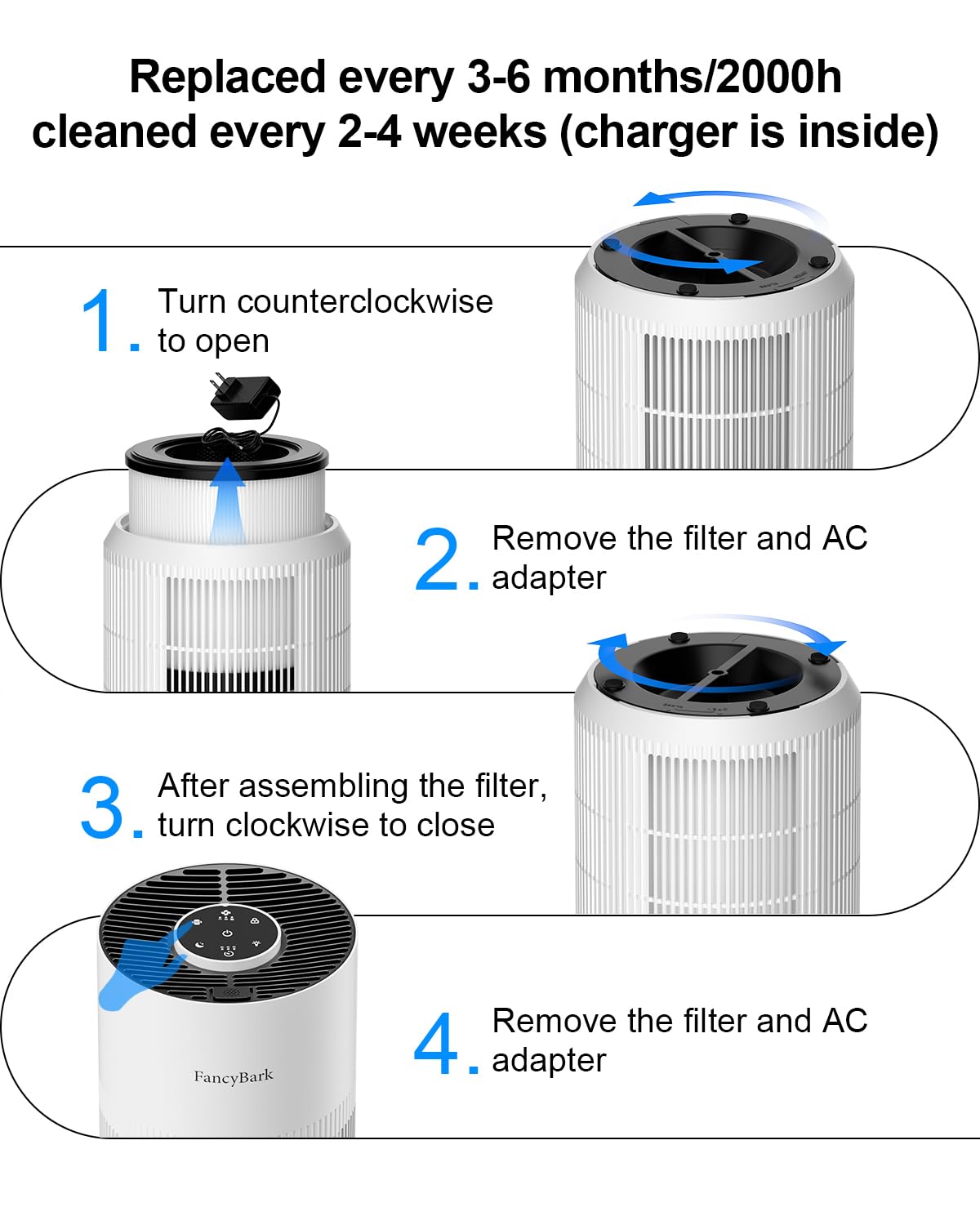 Living room setup showing FancyBark air purifier covering a wide area