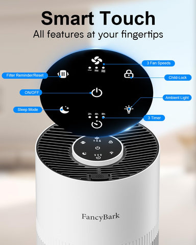 Three timer options on FancyBark air purifier for flexible scheduling