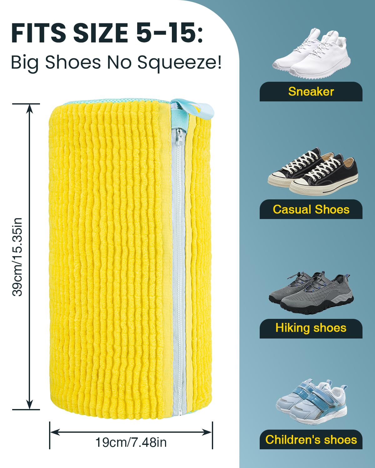 FANCYFEB bag with plush chenille fibers delivers thorough sneaker cleaning.