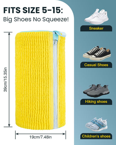 FANCYFEB bag with plush chenille fibers delivers thorough sneaker cleaning.