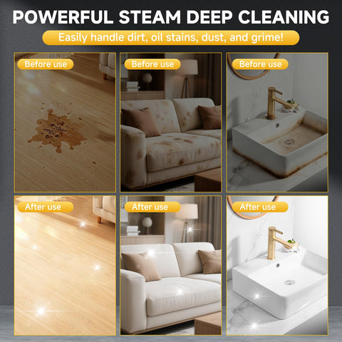 Extended 78-inch hose reaches ceilings and under furniture with FancyMouse steam cleaner
