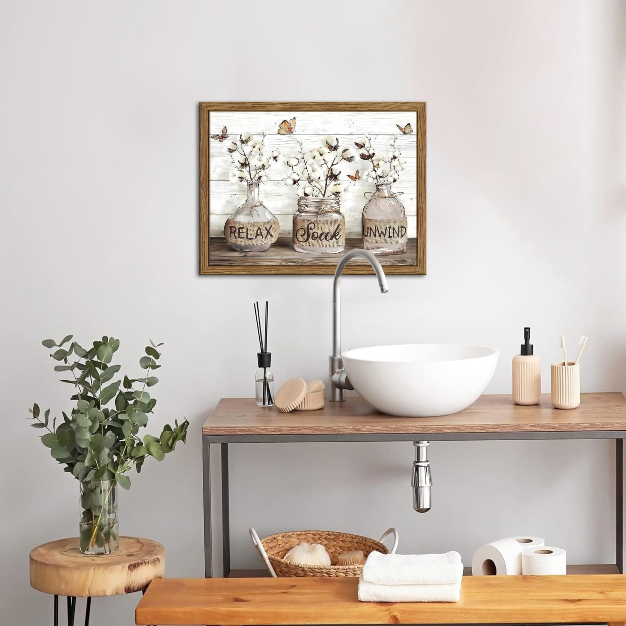 FancyNew calming wall art offers a welcoming focal point for guests.