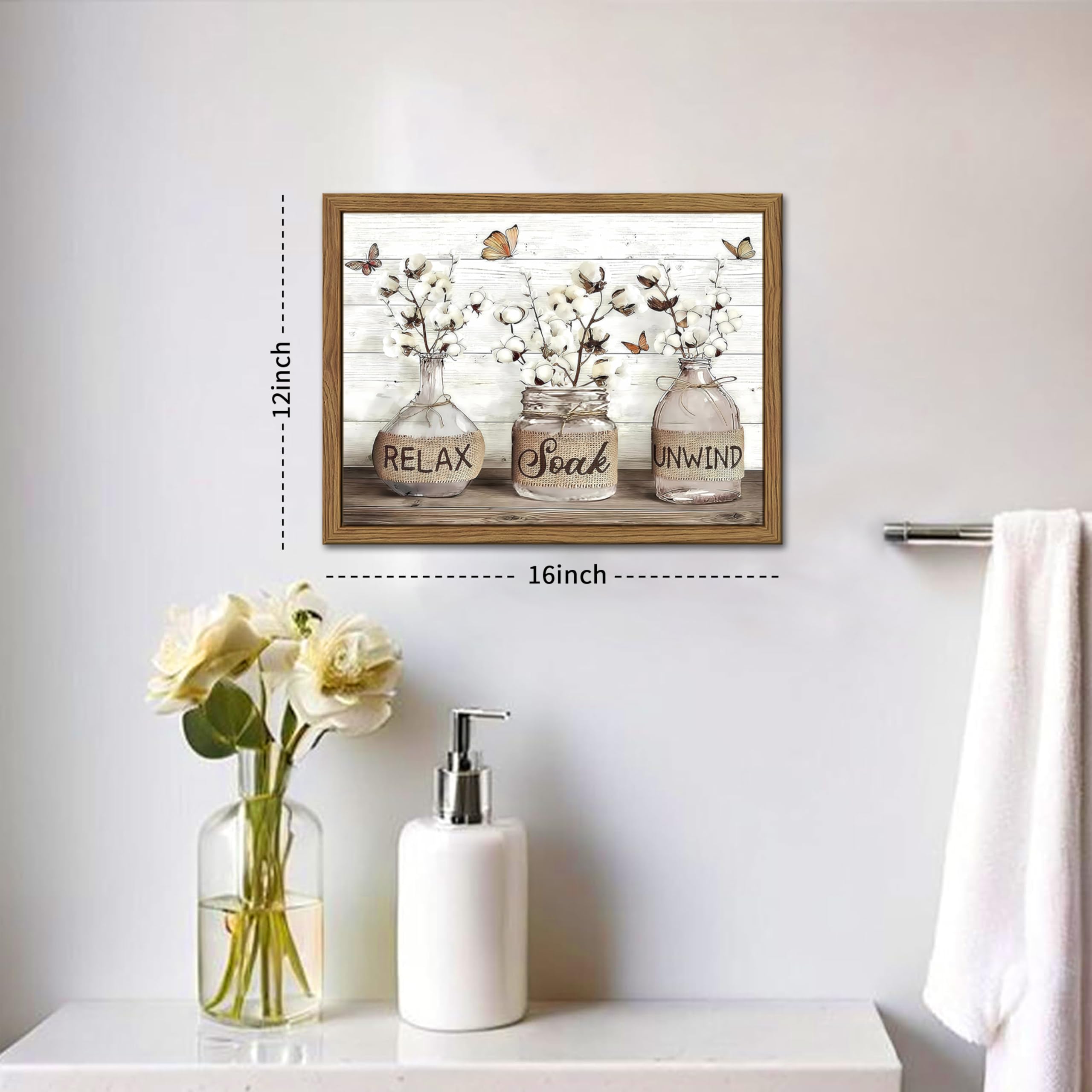 FancyNew relax soak unwind text art promotes a peaceful bathroom routine.