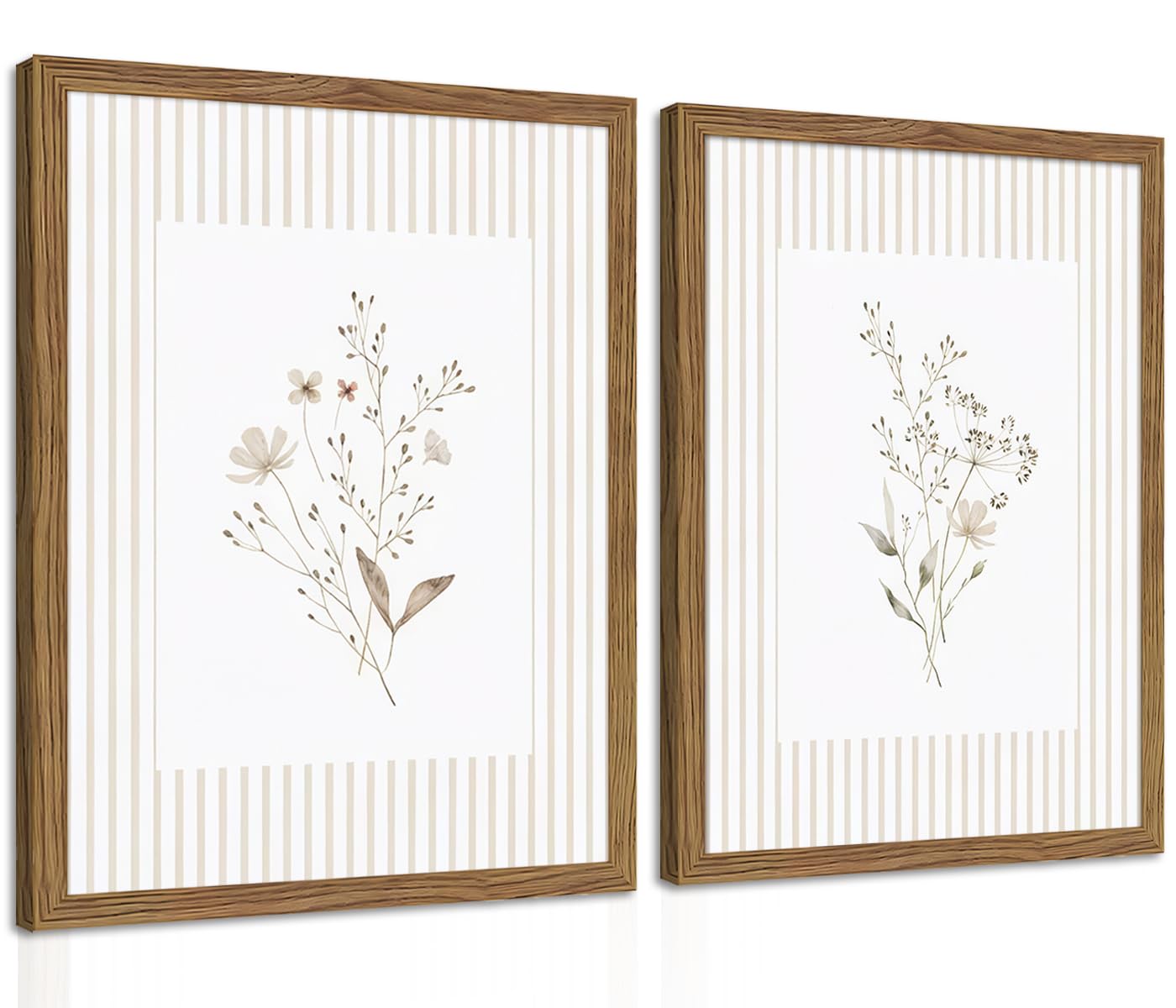FancyNew Neutral Wildflower wall art set features two framed prints for a calming living room.