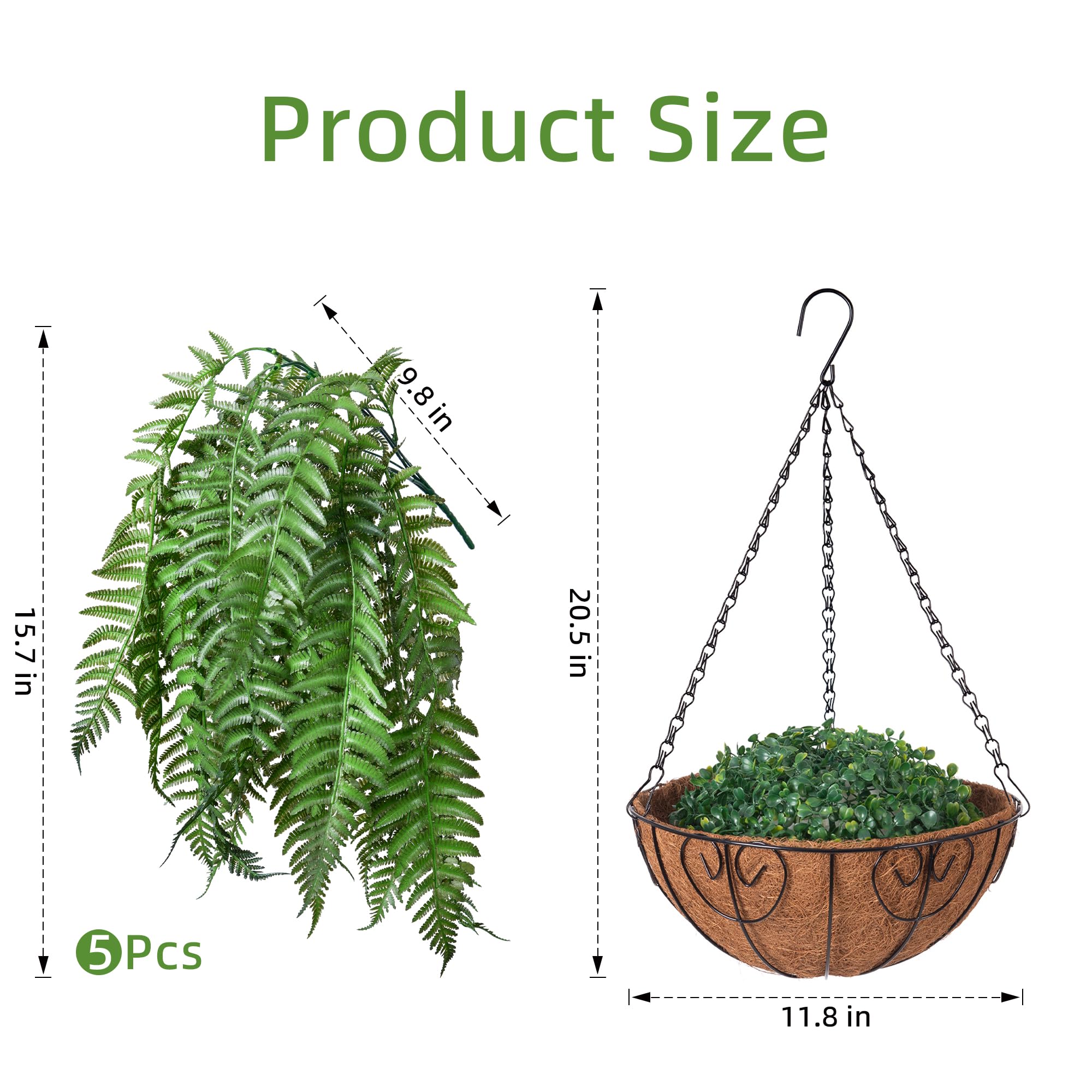 FancyPlus artificial fern long leaves closeup highlighting detailed texture and realistic look.