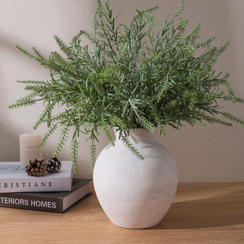 FancyPlus ceramic vase, 7.4-inch height, showcases bright stems in living rooms.