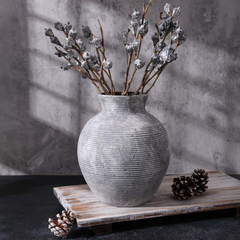 FancyPlus vase 7.4-inch grey farmhouse aesthetic enhances shelves