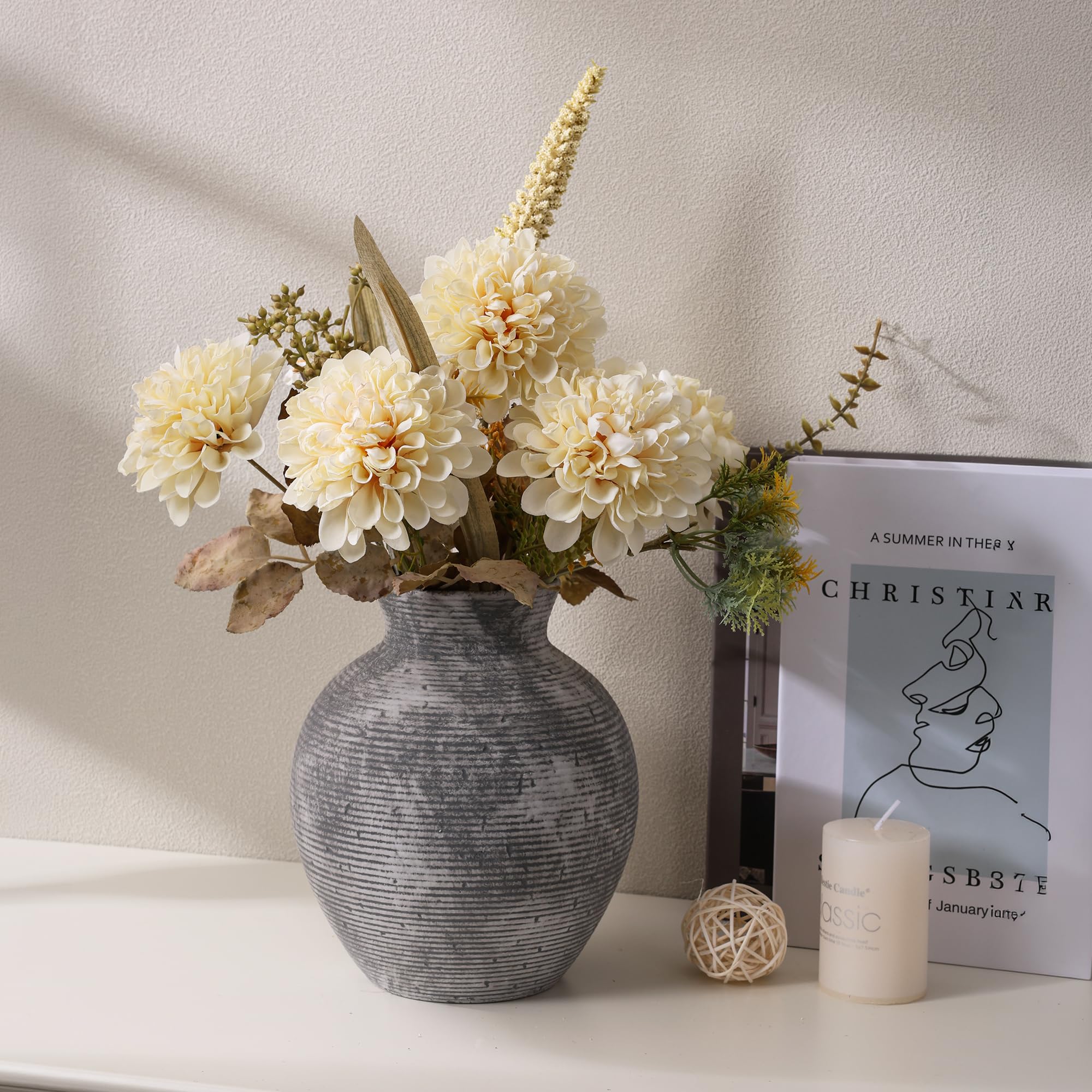 FancyPlus ceramic vase 7.4-inch grey perfect gift or accent piece