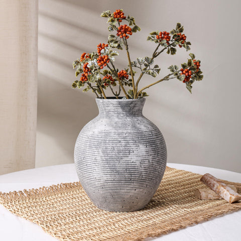 FancyPlus vase 7.4-inch grey side angle adds vintage charm to any room