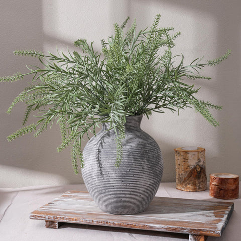 FancyPlus ceramic vase 7.4-inch grey top view makes a strong centerpiece idea