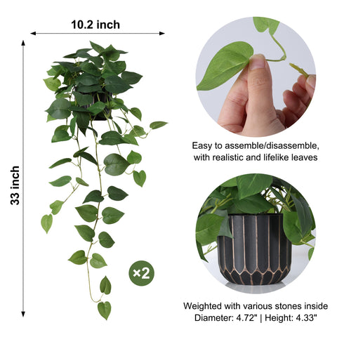 FancyPlus pothos 31.5-inch hanging plants add vibrant year-round greenery.