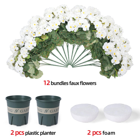 FancyPlus geraniums outdoor patio closeup brightens spaces with maintenance-free blooms.