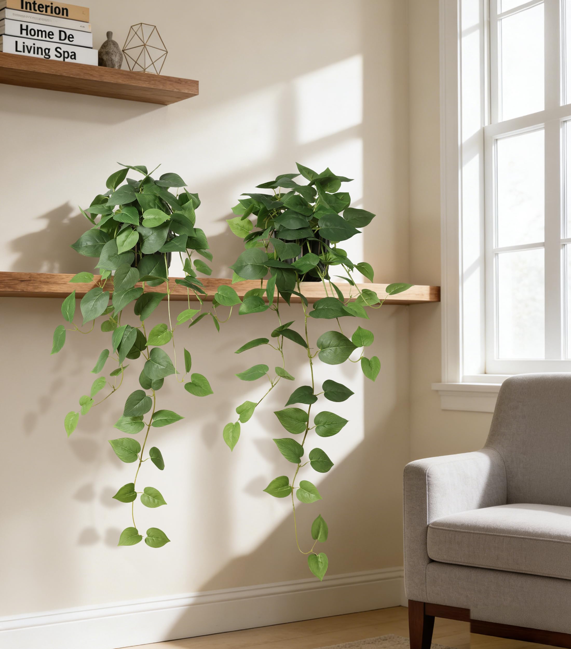 FancyPlus indoor hanging plants show lifelike textures and natural green hues.