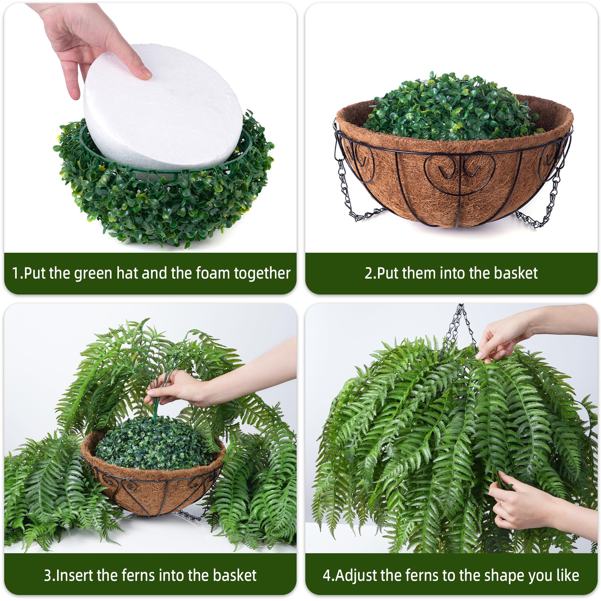 FancyPlus lifelike Boston fern full hanging plant adds instant wall-friendly greenery.