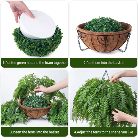FancyPlus lifelike Boston fern full hanging plant adds instant wall-friendly greenery.