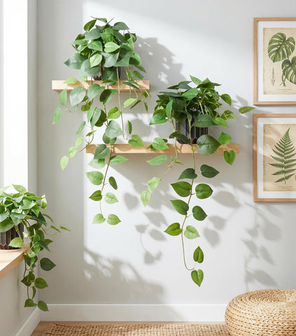 FancyPlus modern farmhouse decor with pothos creates calm, inviting spaces.