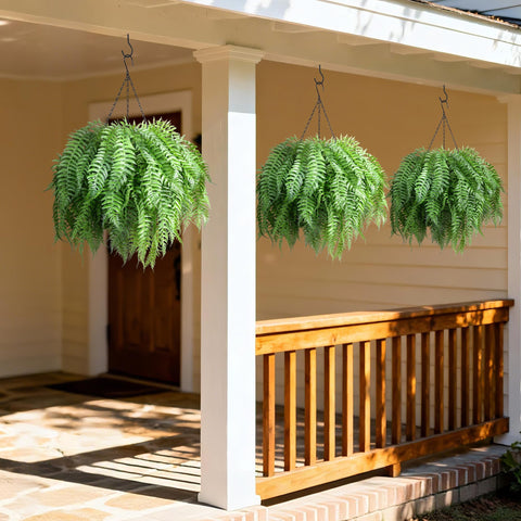 FancyPlus patio-balcony fern wall-hugging design creates a lush corner outdoors.