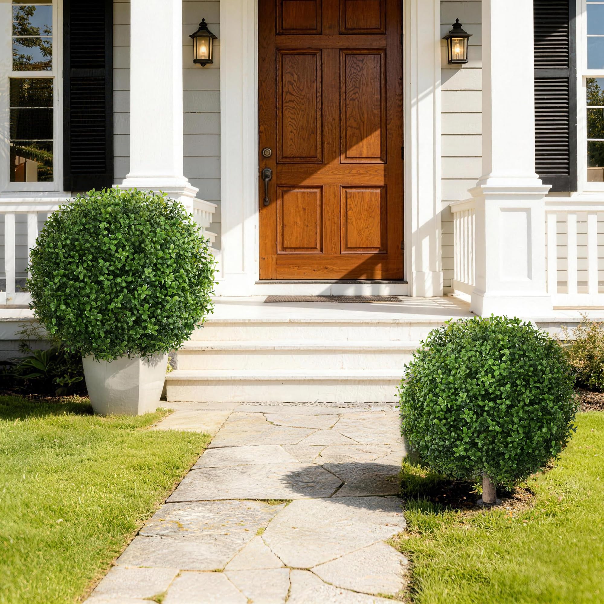 FancyPlus patio topiary accents pathways and seating areas beautifully.