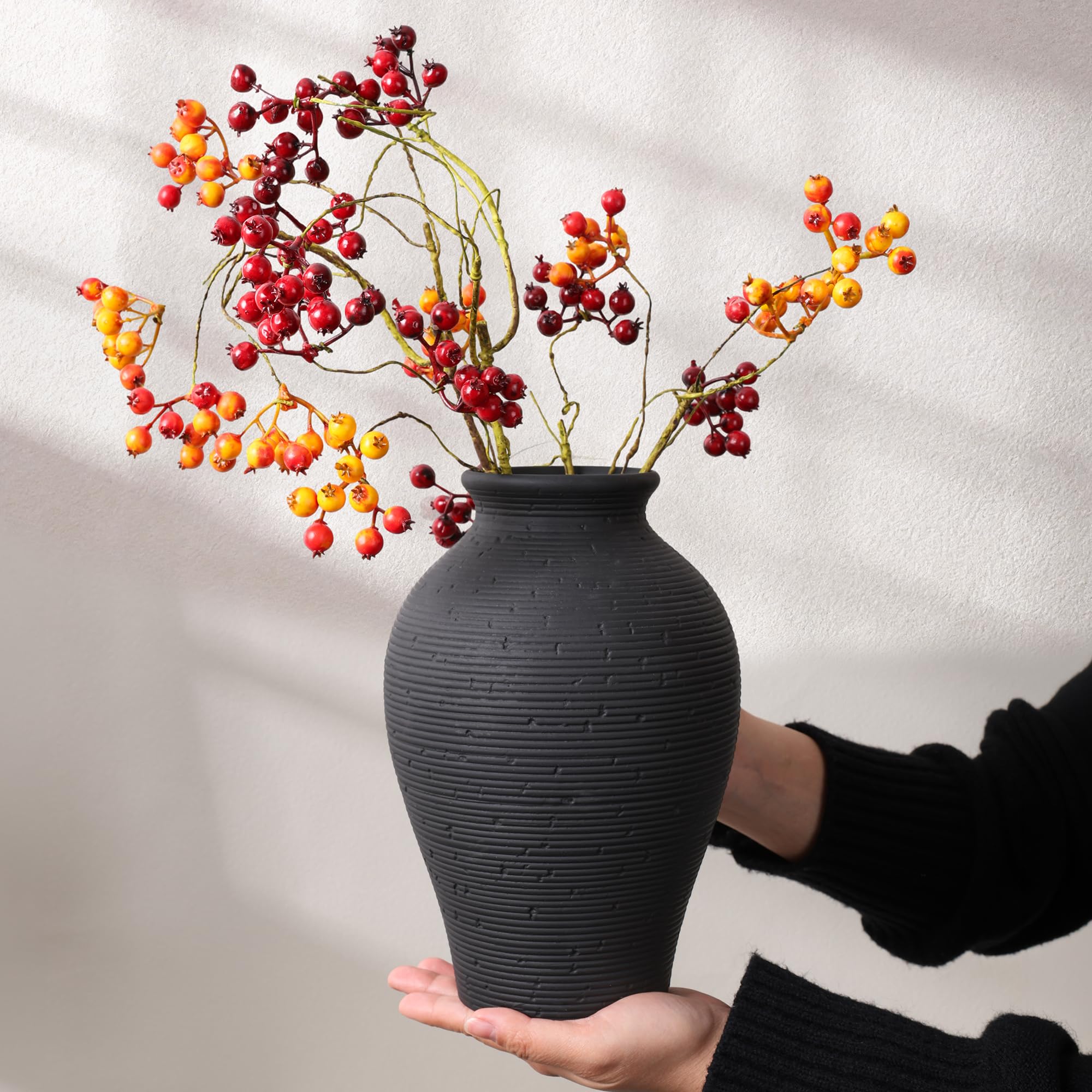 FancyPlus 9-inch vase styled on living room table as centerpiece.