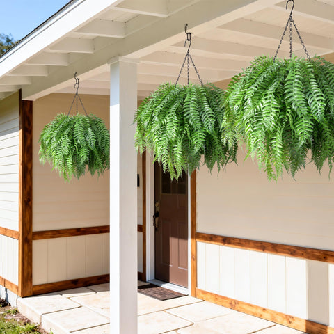 FancyPlus wedding party outdoor fern decor adds natural ambience to events.