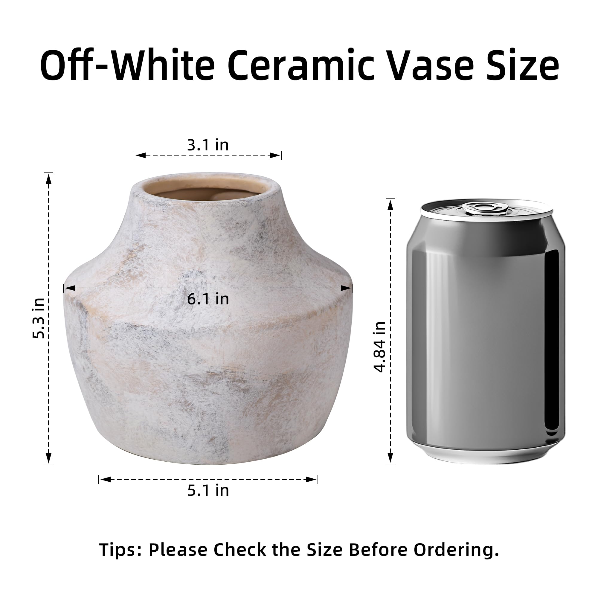 FancyPlus white ceramic vase opening 3-1 supports balanced bouquet shape.
