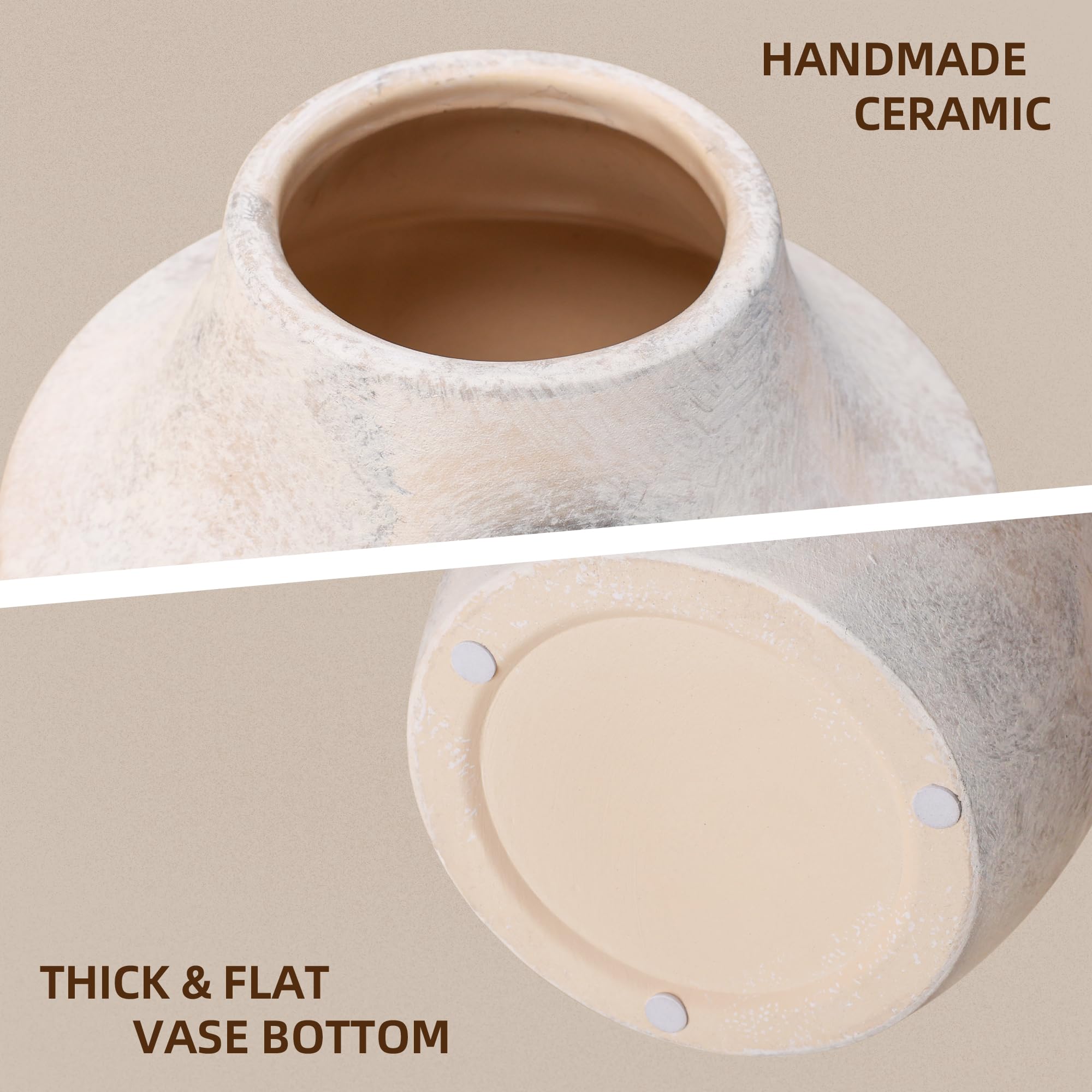 FancyPlus white ceramic vase heavy weight reduces tipping risk.