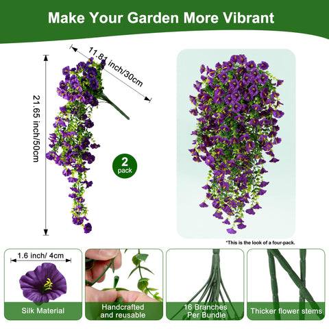 Fanfantoey hanging flowers with eucalyptus leaves add realistic texture ideal for porches and balconies.