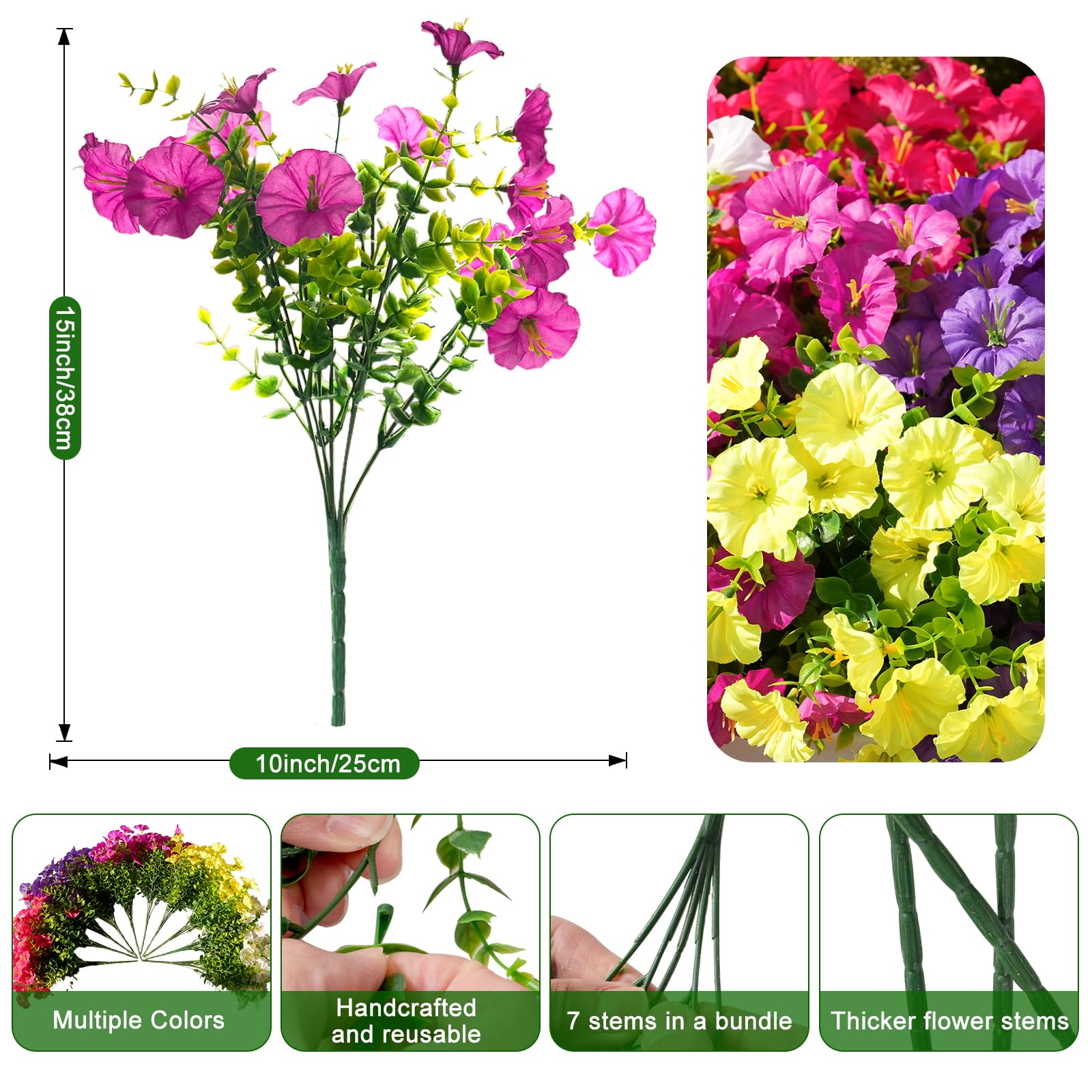 Fanfantoey UV-resistant faux flowers on a sunny patio.