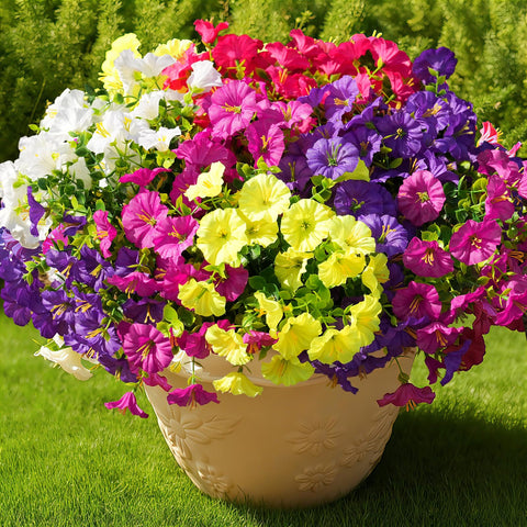 Fanfantoey outdoor flowers 16-pcs set for porch display, maintenance-free year-round.