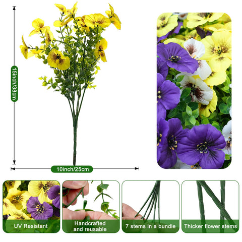 Fanfantoey silk pansy flower porch display with lifelike texture