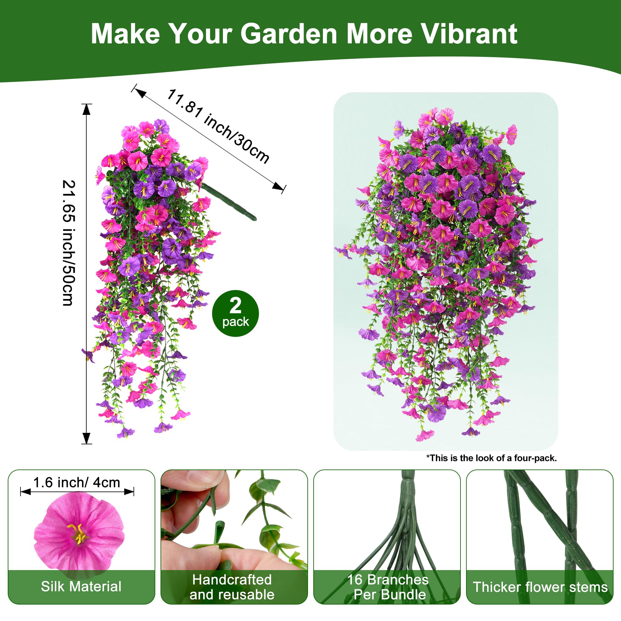 Fanfantoey silk petunia vines deliver lifelike blooms for porches.