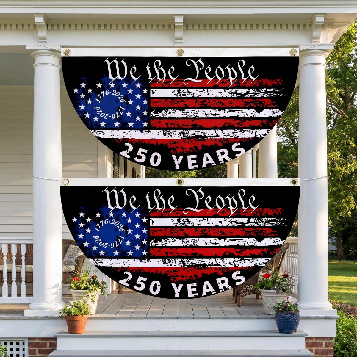 Fanfanwin 250th anniversary bunting flag for outdoor display enhances patriotic ambiance.