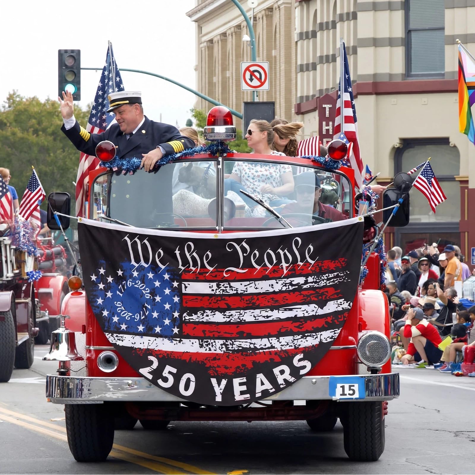 Fanfanwin patriotic star bunting with double-sided print for clear visibility.
