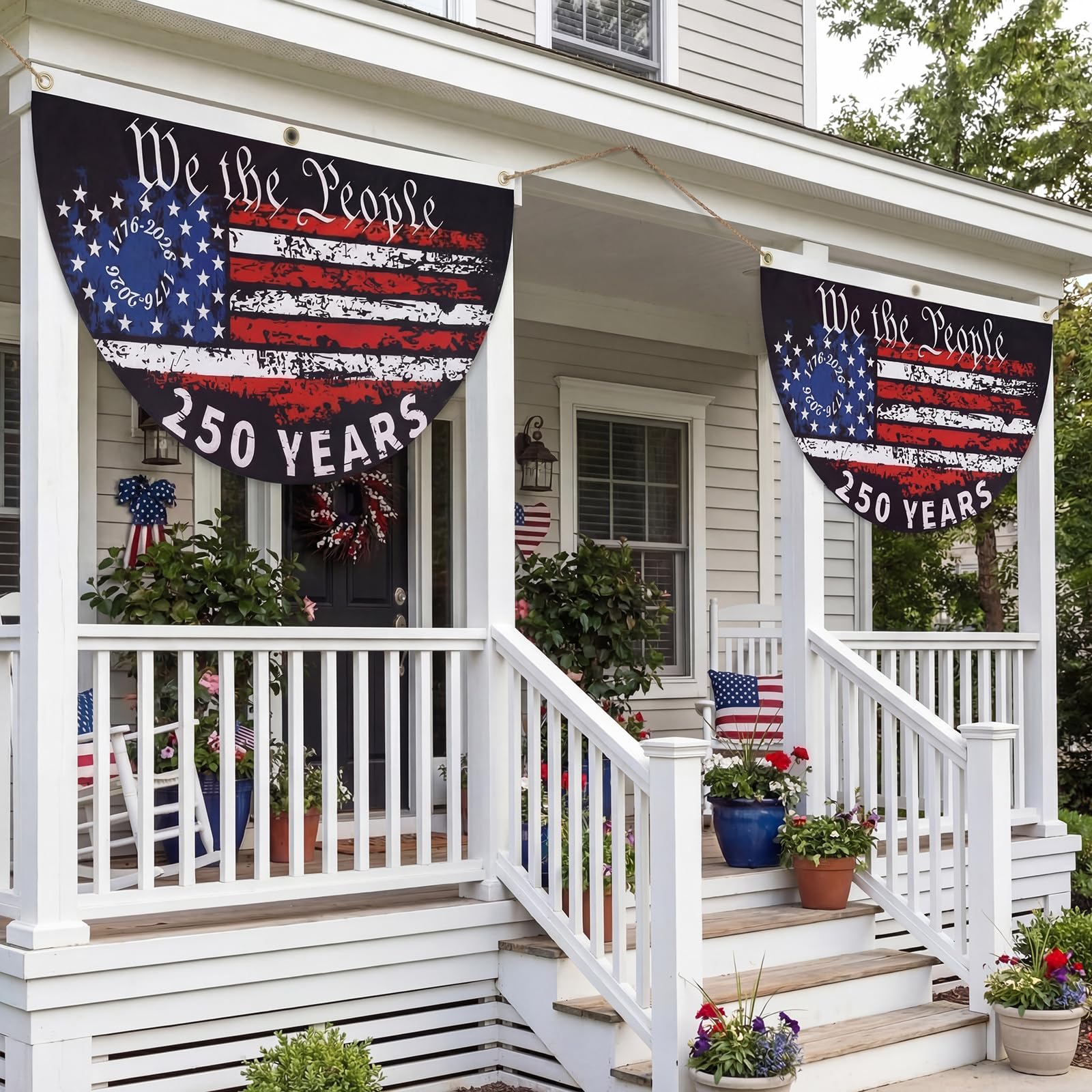Fanfanwin patriotic bunting withstands outdoor weather for season-long display.