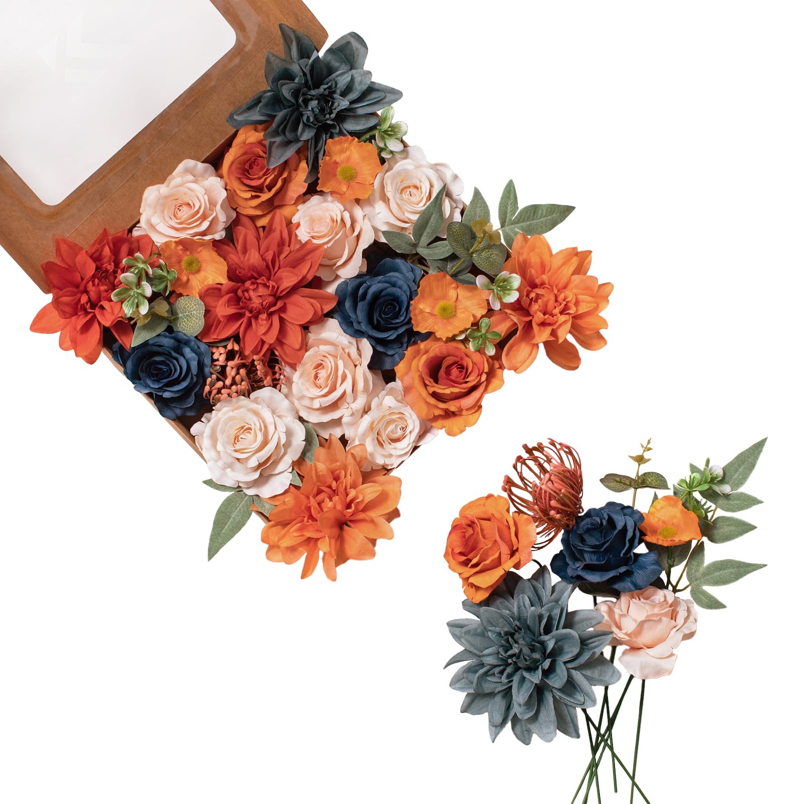 FANKO burnt orange dahlia artificial flower for warm wedding centerpieces