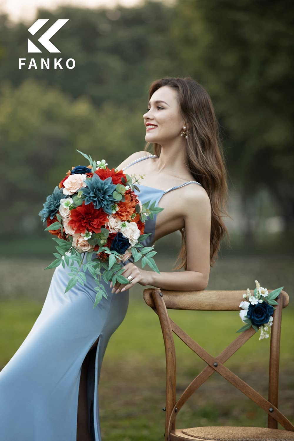 FANKO sunset orange roses artificial flowers for festive bouquets