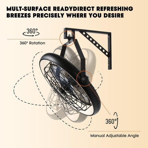 Fansconce wall mounted fan 360-degree tilt directs air precisely.