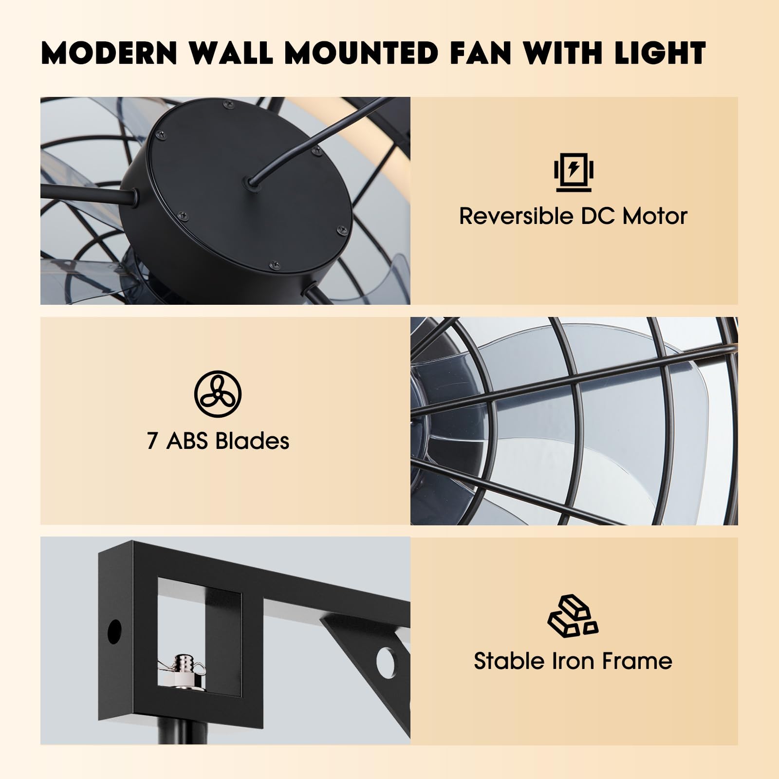 Fansconce wall mounted fan 3CCT color temperature for ambiance.