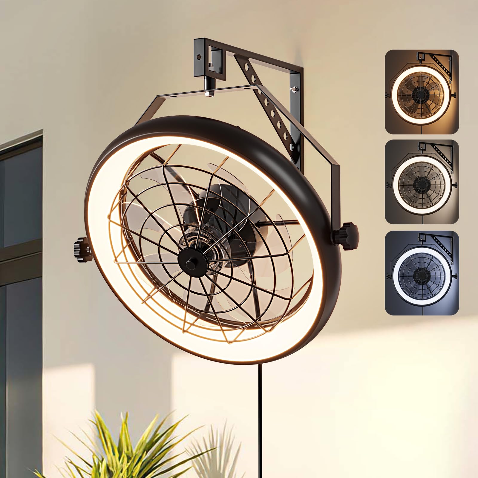 Fansconce wall mounted fan with lights remote enables convenient cooling from across the room.