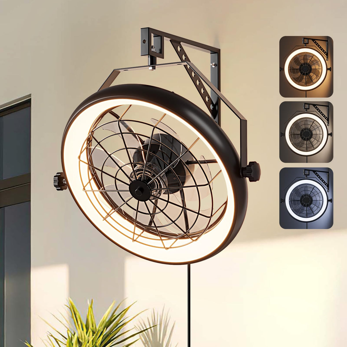 Fansconce wall mounted fan with lights remote enables convenient cooling from across the room.