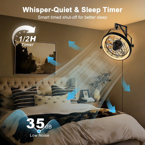 Fansdrick 360-degree rotation and tilt for precise airflow direction.