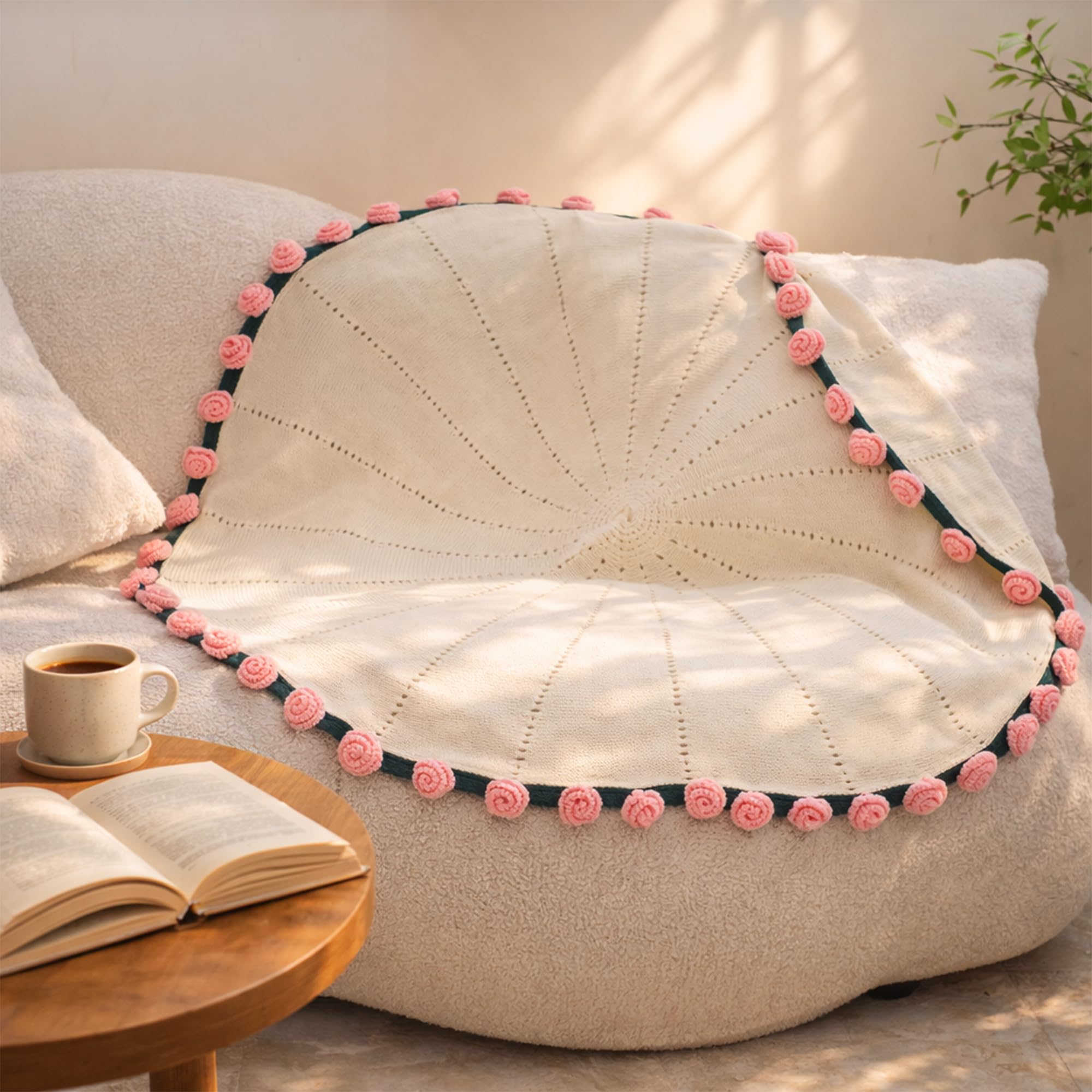 FantasDeck Crochet Flower Throw showcases handcrafted detail and versatile décor.