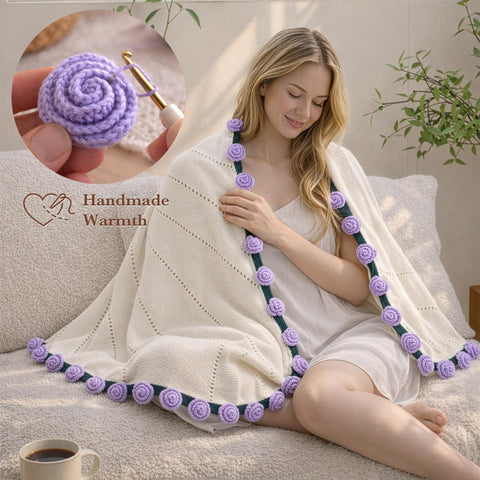 FantasDeck crochet bouquet blanket doubles as elegant home decor.
